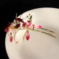 Бархатный цветок Орхидея Шпилька Аксессуары для волос Hanfu Аксессуары Шелковые антикварные головные уборы Cheongsam