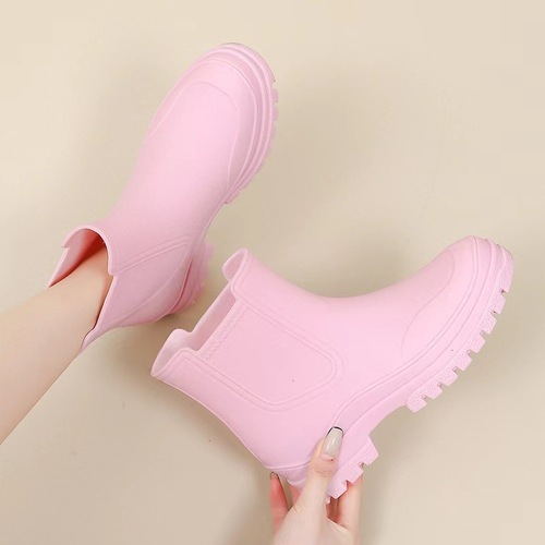 Women's Fashion Chelsea Short Boots Rain Boots TPE Waterproof Slip-Resistant Rain Shoes for Adults - Versatile and Stylish