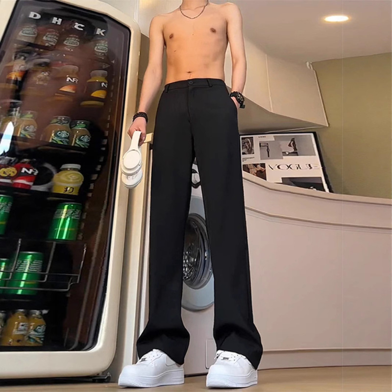 Slim-Fit Suit Wide-Leg Pants for Men and Women 2025 Summer New High-Waisted Drape Slimming Black Casual Straight Pants Summer