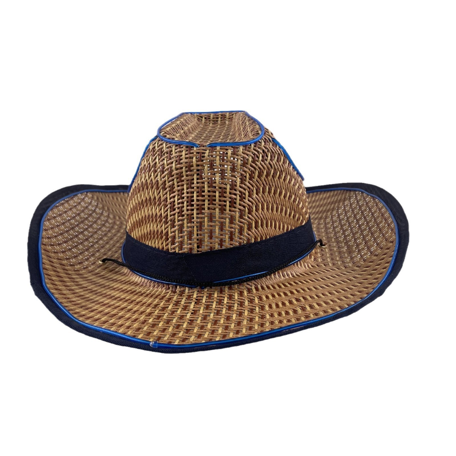 #614-1 3V无线款-草帽发光牛仔帽翘沿藏青 深蓝色