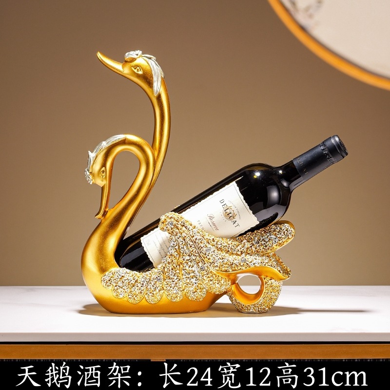 創意軽豪華高級ワインラックの黒白鳥がハイエンドのテーブルを飾っています。|undefined