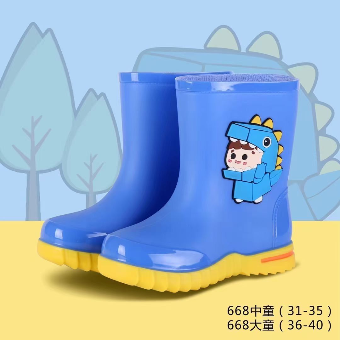 Children's Rain Boots, Boys, Babies, Girls, Non-Slip Waterproof Rain Boots, Cute Kidsren's Water Shoes, Warm Cartoon Rubber Shoes, Thickeneded