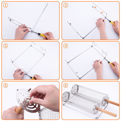 Amazon Rotary Grill Basket Outdoor BBQ Grill Basket 304 Stainless Steel Grill Net Cross-border No Infringement