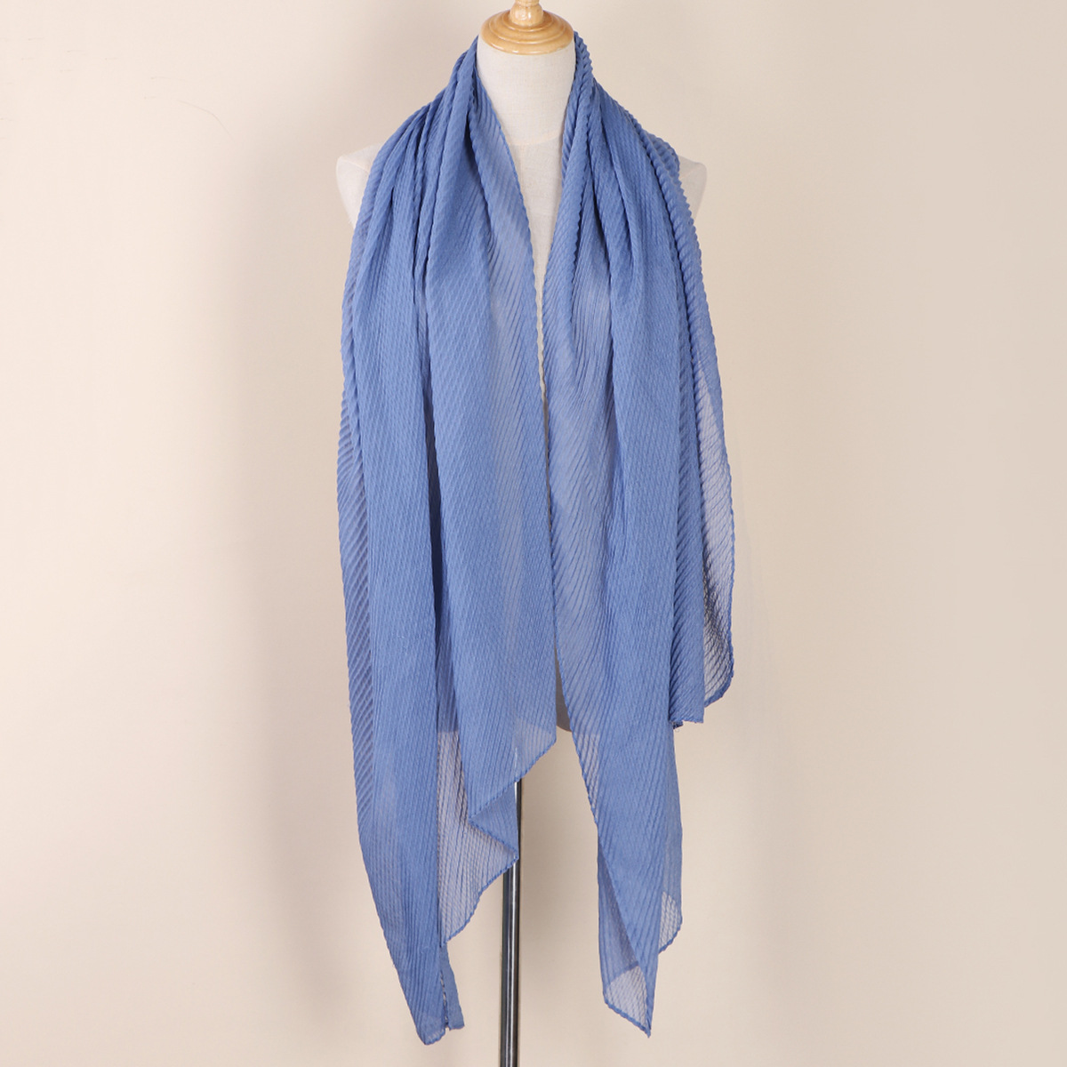 Women's Scarves wrinkled fashion plain wrinkled wrap headscarf solid color voile long shawl_voghion.com
