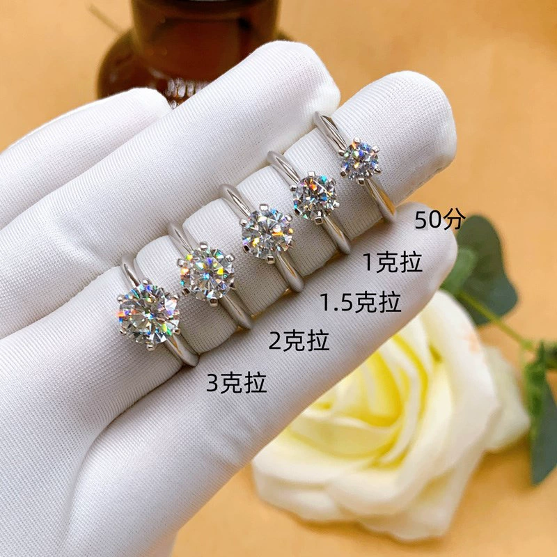 Classic zirconium stone ring, six‑prong or T‑family setting, 0.5–2 ct options