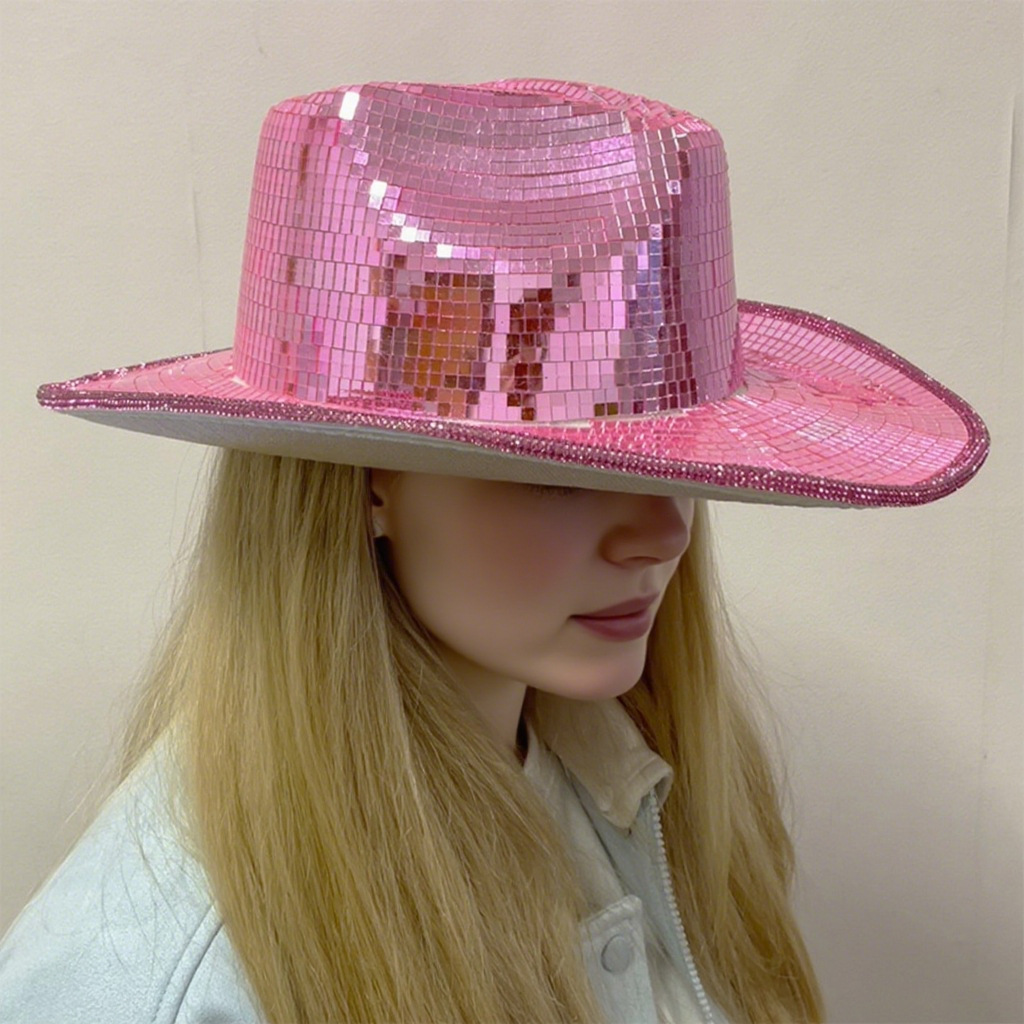 Sombrero de vaquero de disco transfronterizo sombrero láser de bola de disco sombrero de verano sombrero de fiesta sombrero de sombrero de sombrero