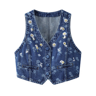 in stock 2025 Spring New Daisy Bead Decorative Denim Horse Clip LF25C61SM201