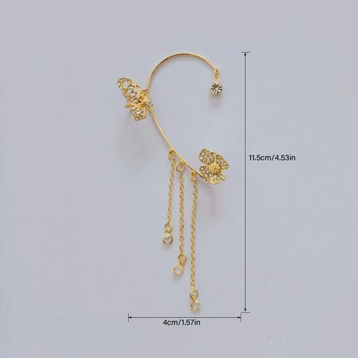 Сережки-ушки, дизайны из циркона и бахромы, клипсы без пирсинга, серебристые или золотистые