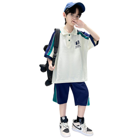 Children's clothing boys summer short sleeve suit 2025 new summer thin big children summer boys sports handsome tide