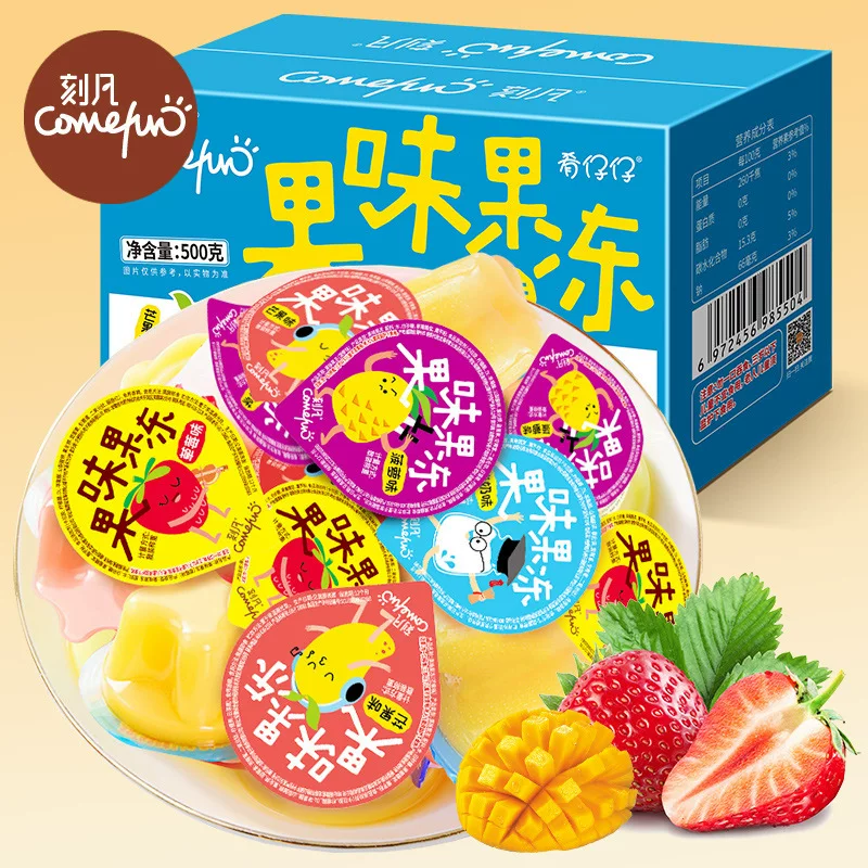 Фруктовое желе (Kefan) 500 г, чашки с микс-вкусами — закуска для офиса и детей