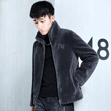 真羊毛2025冬新款海宁羊剪绒男外套短款颗粒皮毛一体皮草大衣