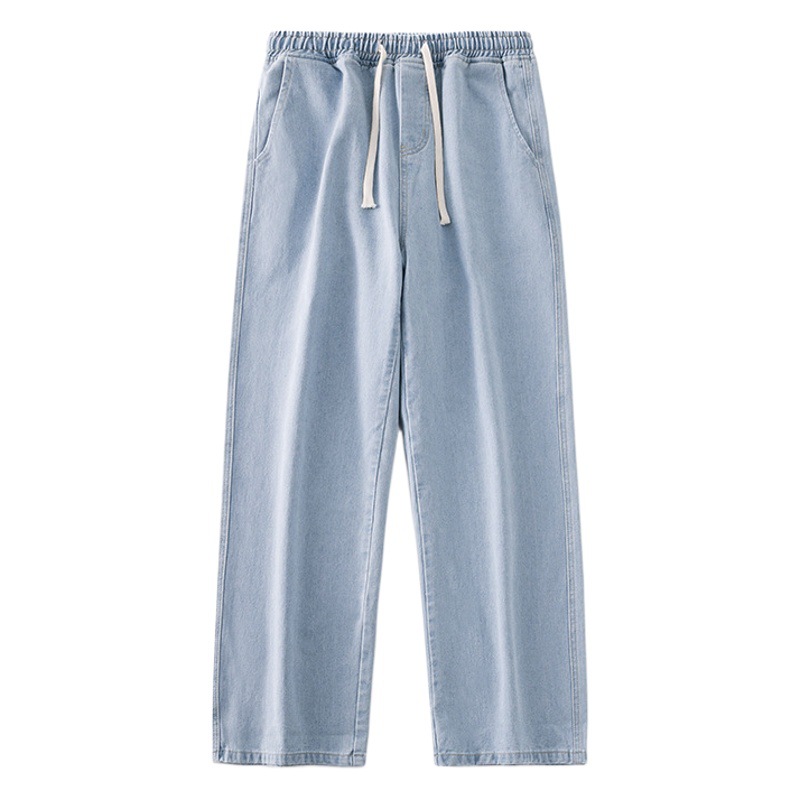 LKTM para hombre # Verano delgado estilo americano retro marca de moda jeans rectos pantalones anchos casuales con cordón para hombre