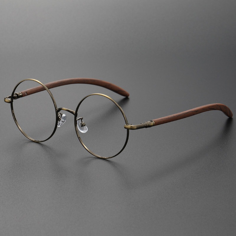 Japanese-style oval frame new wood grain leg high-end retro eyeglass frame for men, elegant myopia glasses for women, blue light blocking glasses Japanese-style oval frame new wood grain leg high-end retro eyeglass frame for men, elegant myopia glasses for women, blue light blocking glasses