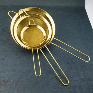 304 gold-plated powder spreader precision mesh sieve soybean milk filter golden mesh sieve auxiliary food colander flour sieve bird's nest sieve