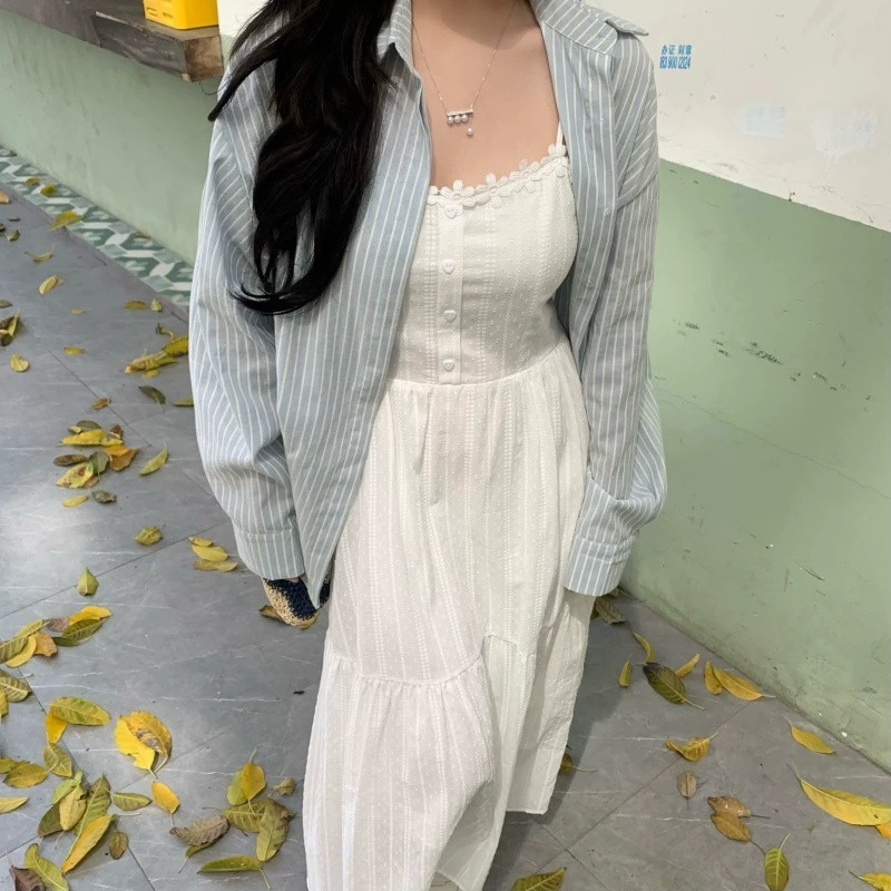 YS8DEMA Xiaode Ma синяя полосатая рубашка с текстурой, защита от солнца, с длинными рукавами, весенне-летняя новая куртка с длинными рукавами, большой размер