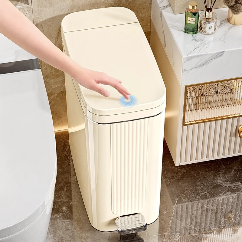 Trash Can for Home Use 2025 New Model for Bathroom and Toilet with Lid, Narrow Gap, Suitable for Living Room and Kitchen, Large Capacity with Foot Pedal