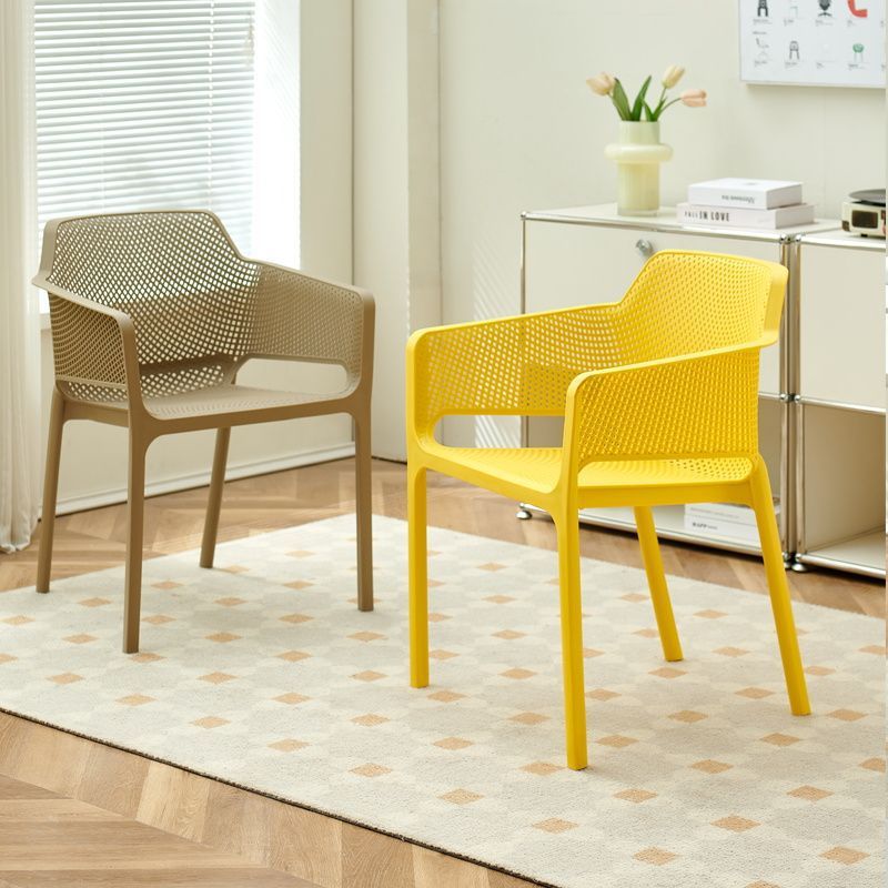 Household Plastic Chair with Thickened Simple Armrests and Backrest, Outdoor Backrest Chair for Negotiation, Leisure, and Dining