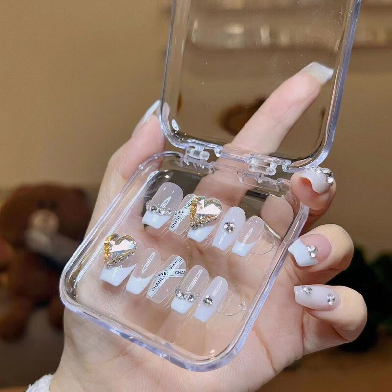 Acrylic Nail Storage Box Transparent Box Wearing Armor Advanced Finished Nail Pieces Jelly Gel Super Sticky Ultra-thin and Strong