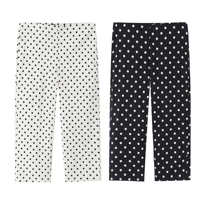 KAOPU ZA Women's Clothing Wholesale Summer Cross-Border European and American Style Fashion Polka Dot Capri Straight Pants 6929406