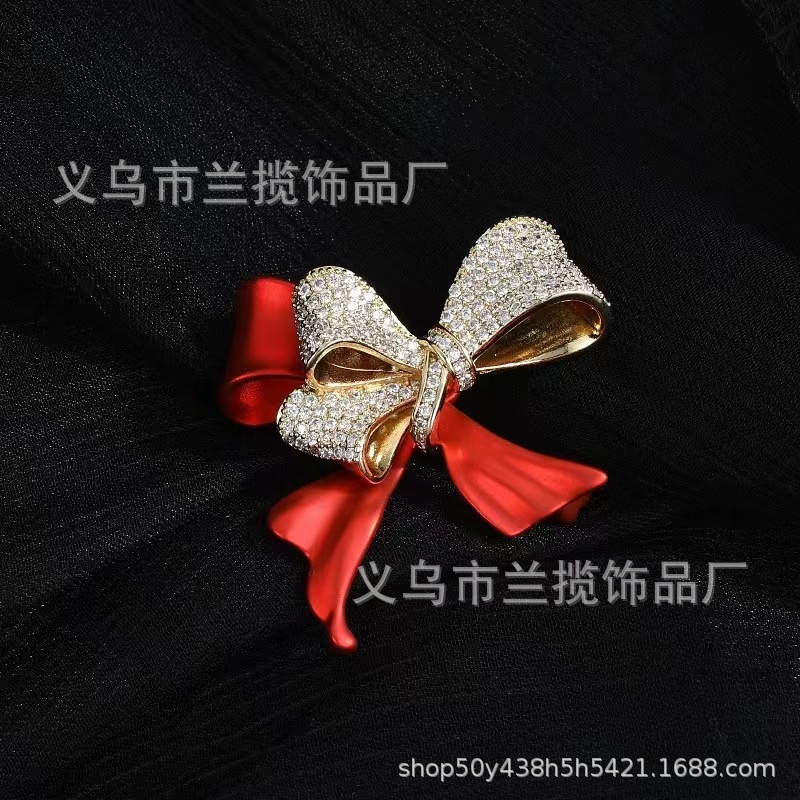 (2개) 레드 더블 레이어 RHINESTONE BROOCH 여성용 재킷 세트 코트 CORSAGE 고정 핀 옷 올 매치 브로치 쥬얼리