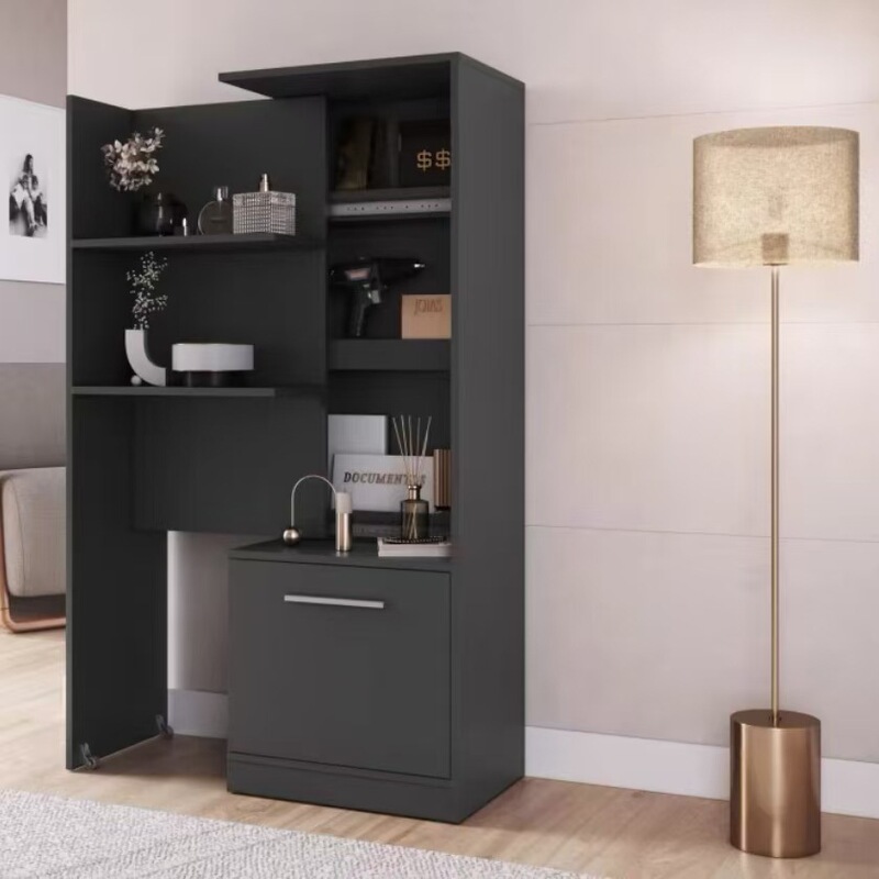 Factory direct supply of hidden furniture bookcase with sliding secret compartment, adjustable bookshelf with wheels