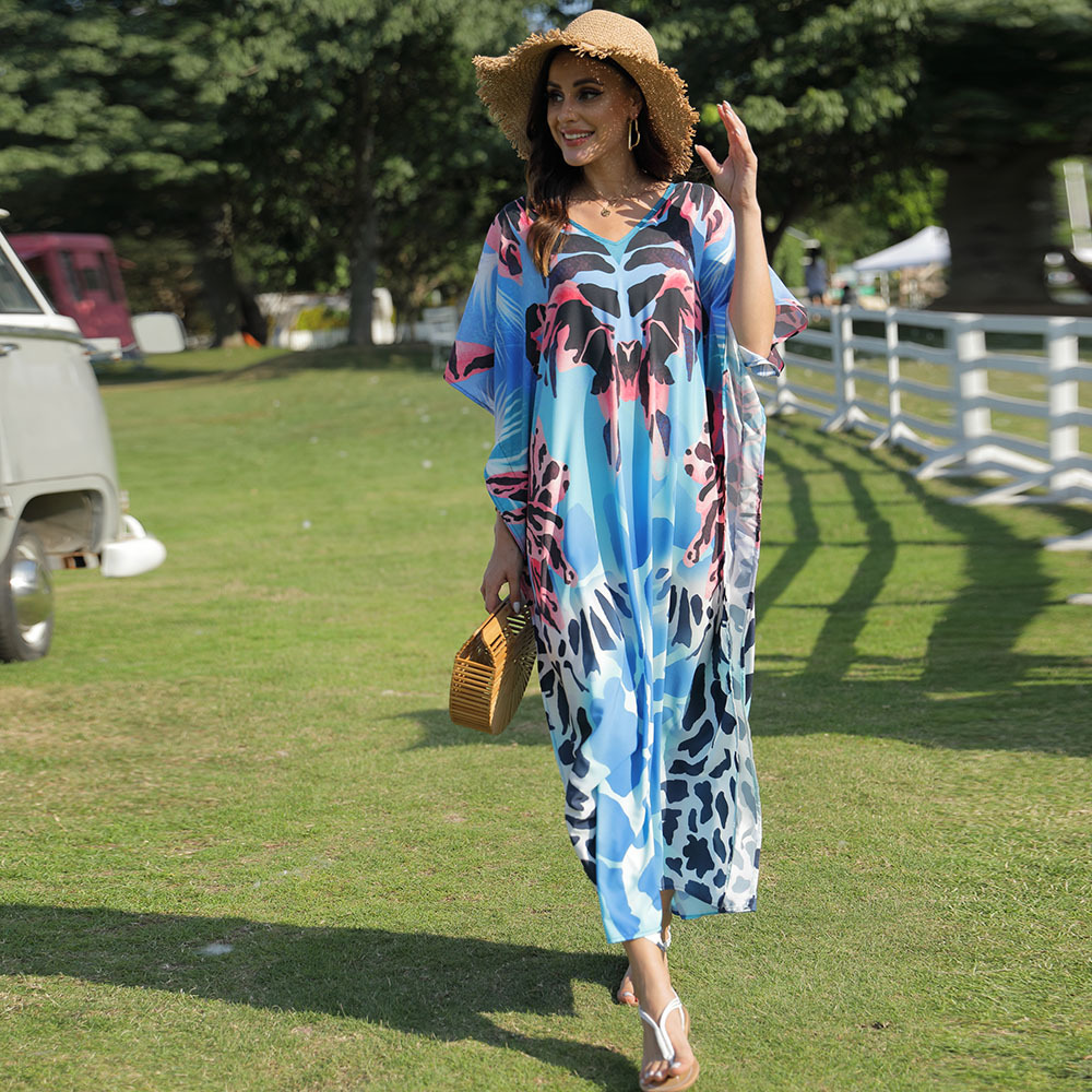 5D86 playa blusa posicionamiento impresión traje playa vacaciones falda bikini protector solar traje de baño transfronterizo Amazon