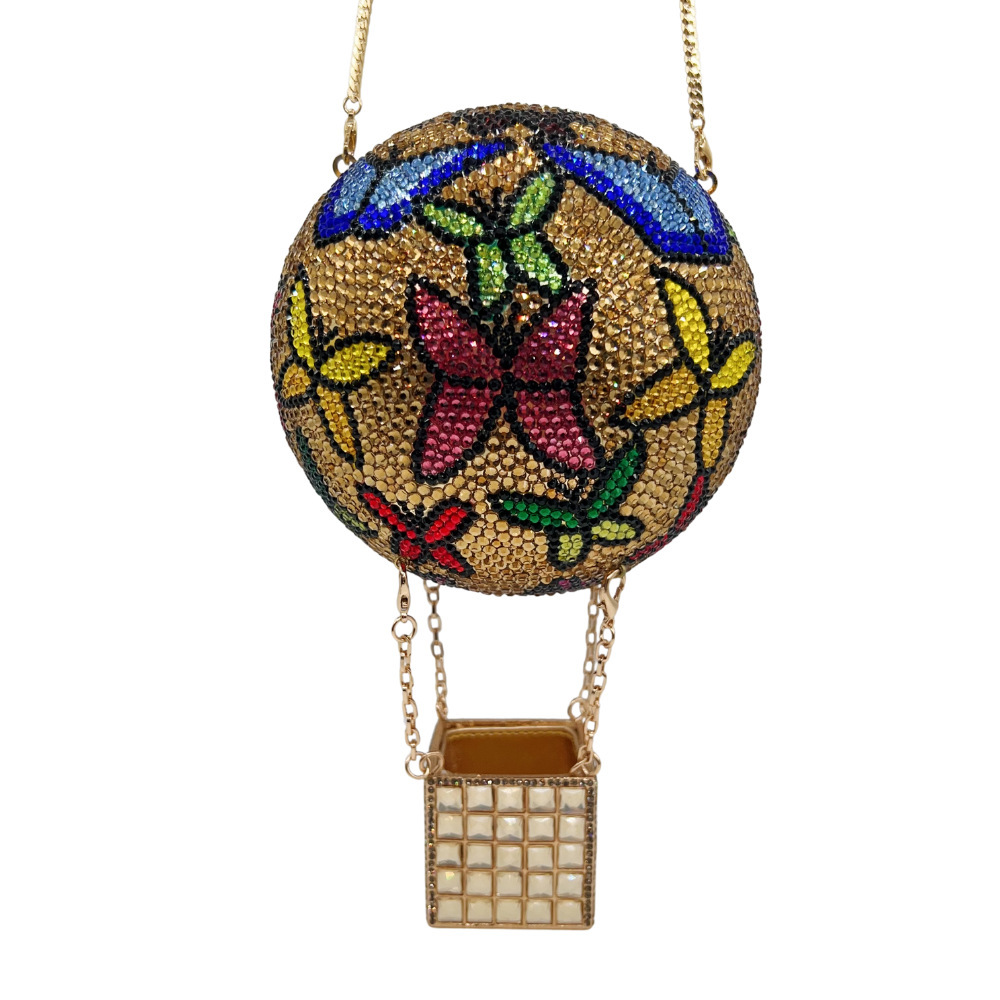Crystal clutch transfronterizo nueva mariposa globo caliente con diamantes bolsas de cena de lujo llenas de diamantes bolsas de mano duras