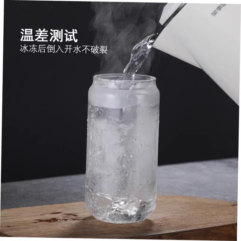 跨境透明易拉罐杯子自制饮料咖啡可乐玻璃水杯网红带吸管玻璃杯|undefined