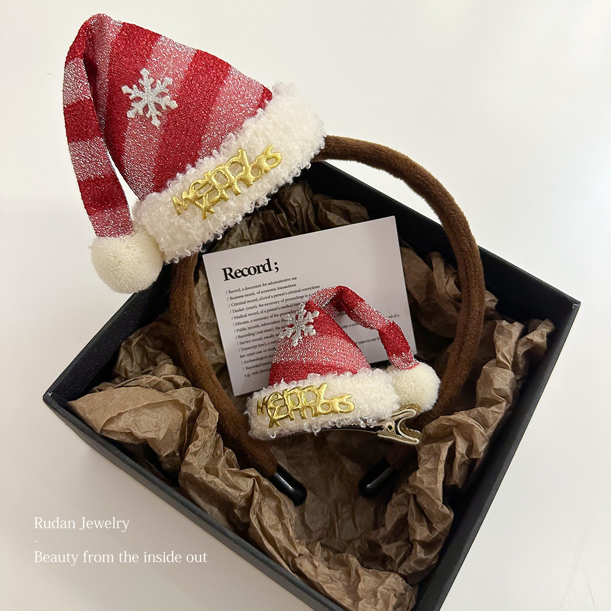 Kerst haarband met pluche muts voor dames en meisjes_voghion.com