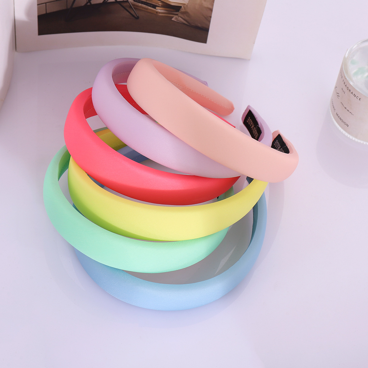 Diadema de color caramelo elegante belleza alta cráneo superior diadema no apretado pelo chica lavado de cara banda de pelo macaron color accesorios para el cabello