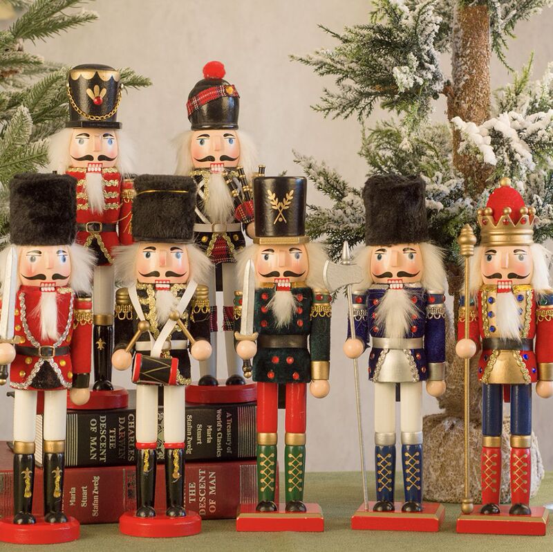 Cross-Border In-Stock 30cm Mixed Models New Nutcracker Wooden Crafts Ornaments Creative Home Christmas Decorations