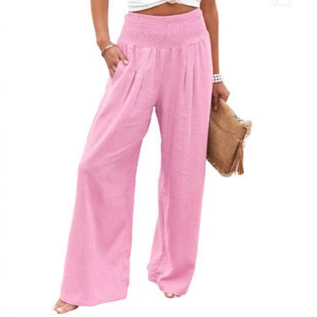 2025 European and American Amazon Style Autumn Cotton and Linen Plus Size Women's Elastic Waist Casual Pants Sweatpants Trousers