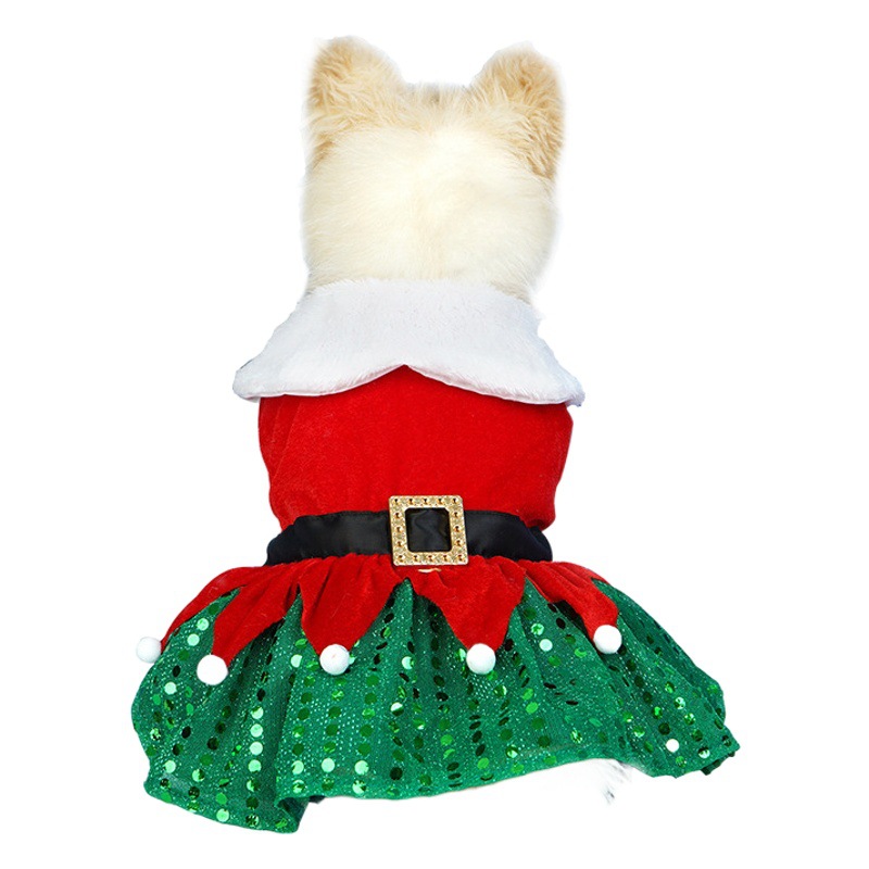 Pet Christmas clothes New decoration supplies Santa Claus tree skirt cross-border popular factory sequins Classic