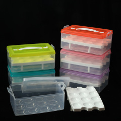Plastic 24-grid egg anti-collision storage box refrigerator storage crisper portable egg grid egg tray organization box