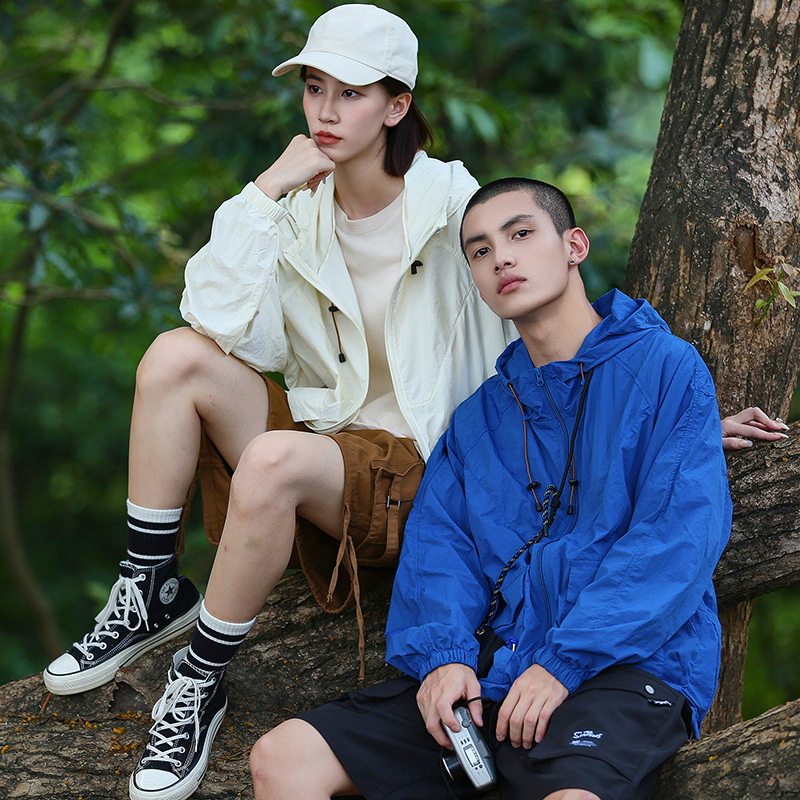 TikTok Quick Hands Internet Celebrous Explosions Outdoor Mountain Anti-UV Ice Sunscreen suit Men's and Women's Couple Skin Clothes