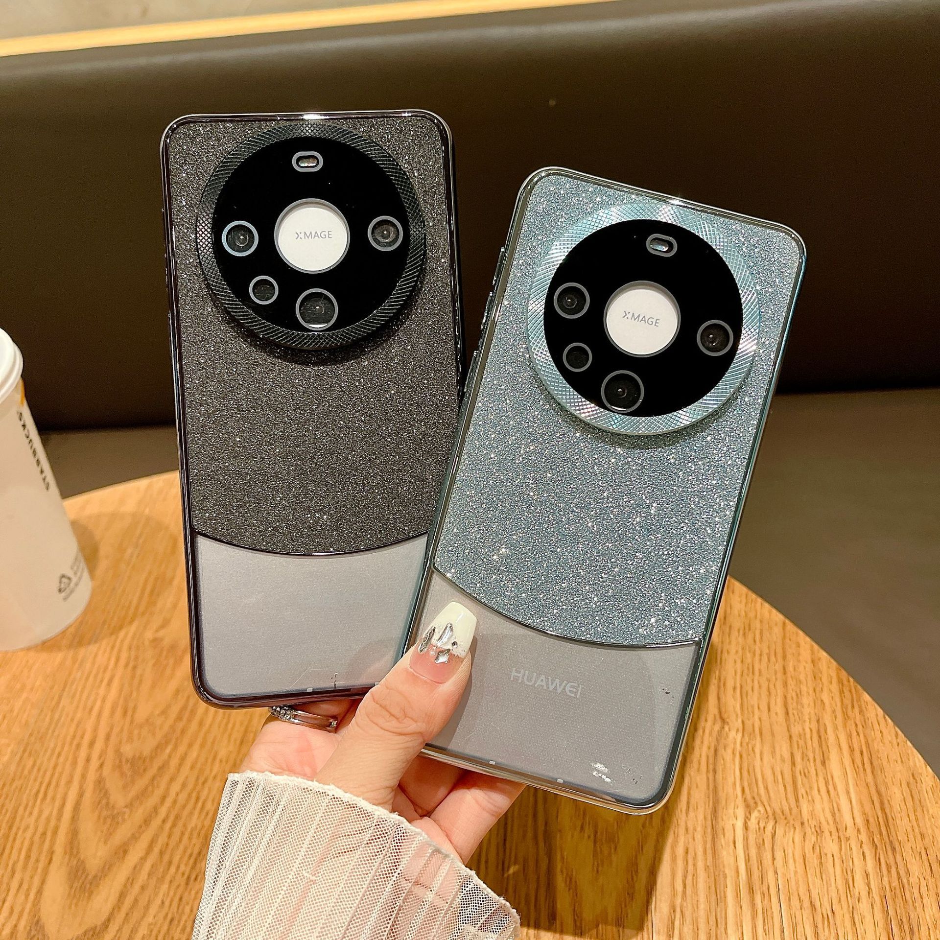 El empalme de brillo galvanoplastia es adecuado para Huawei mate60pro película de lente todo incluido funda para teléfono móvil mate60 pareja de lujo ligero