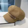 Bow octagonal hat - coffee color