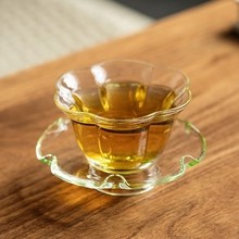 玉见日式公道杯海棠花瓣形匀杯加厚耐热玻璃带把茶器泡茶杯水杯