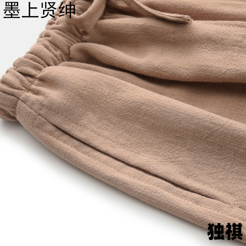 Pantalones casuales de lino de estilo chino para hombres Pantalones sueltos de gran tamaño Pantalones de lino de algodón Pantalones rectos Pantalones de Tai Chi Kung Fu Hombres