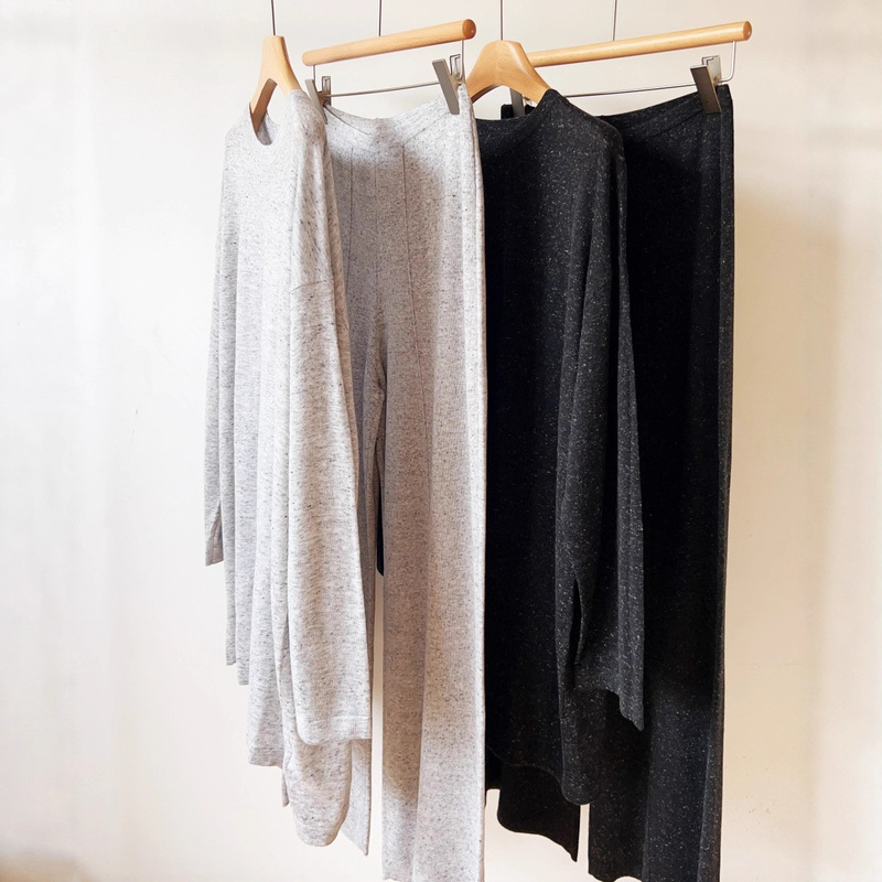High-Quality Minimalist Row Style Loose Oversized Old Money Style Knit Set Top + Knit Pants Fashion Knit Sweater