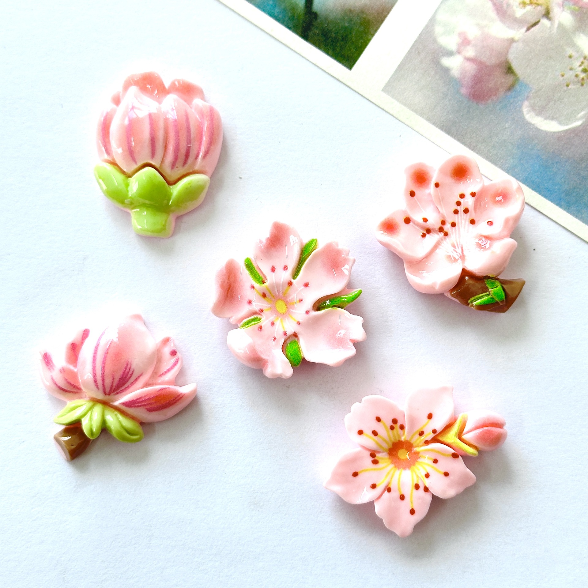 大きなカードの桃の花が咲きます。