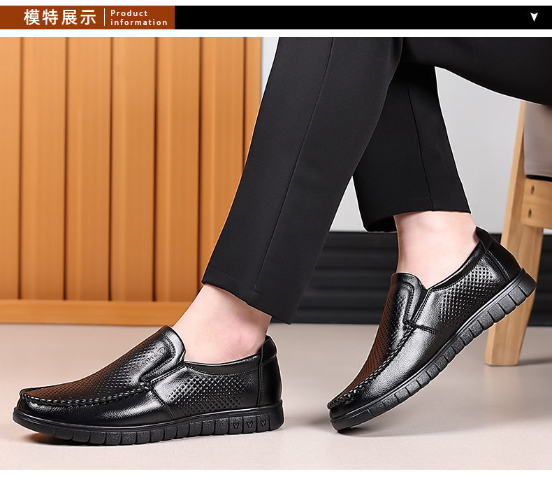 Dép sandal nam da bò thật thoáng khí lỗ rỗng, đế cao 1-3 cm, kiểu mùa hè — nâu, đen chi tiết 14