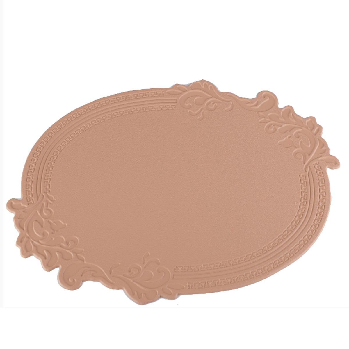 Oval en relieve de cuero placemat vintage corte en relieve PVC placemat antideslizante aislamiento occidental mantel estera impermeable estera