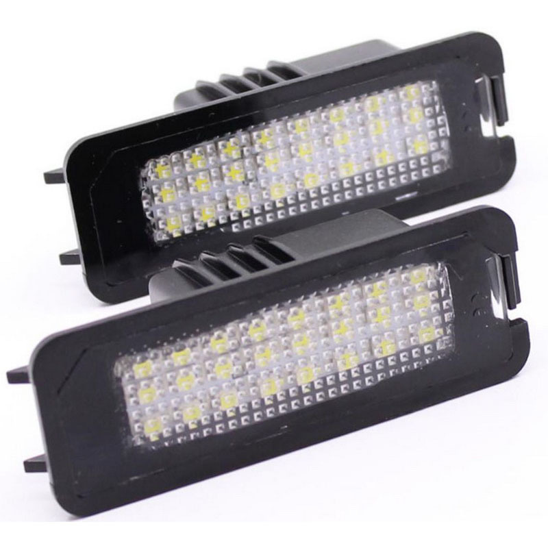 18LED license plate lights, suitable for Porsche and Volkswagen Golf MK4 Scirocco 08-14, white light, black frame, 2 pieces