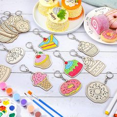 クロスボーダー子供用デザートキーホルダー手作り木製工芸品サマーアートドーナツパーティーギフト
