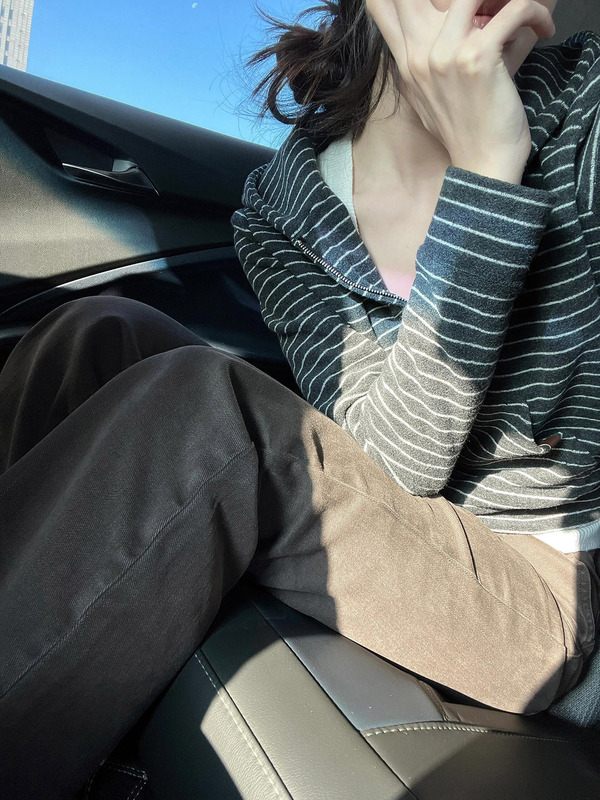 美式条纹开衫拉链长袖女春秋设计感修身收腰显瘦百搭休闲外套|undefined