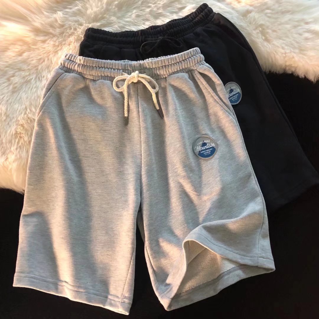 2022 retro simple color sólido deportes shorts hombres moda marca calle suelta pareja pierna ancha pantalones cortos Casuales