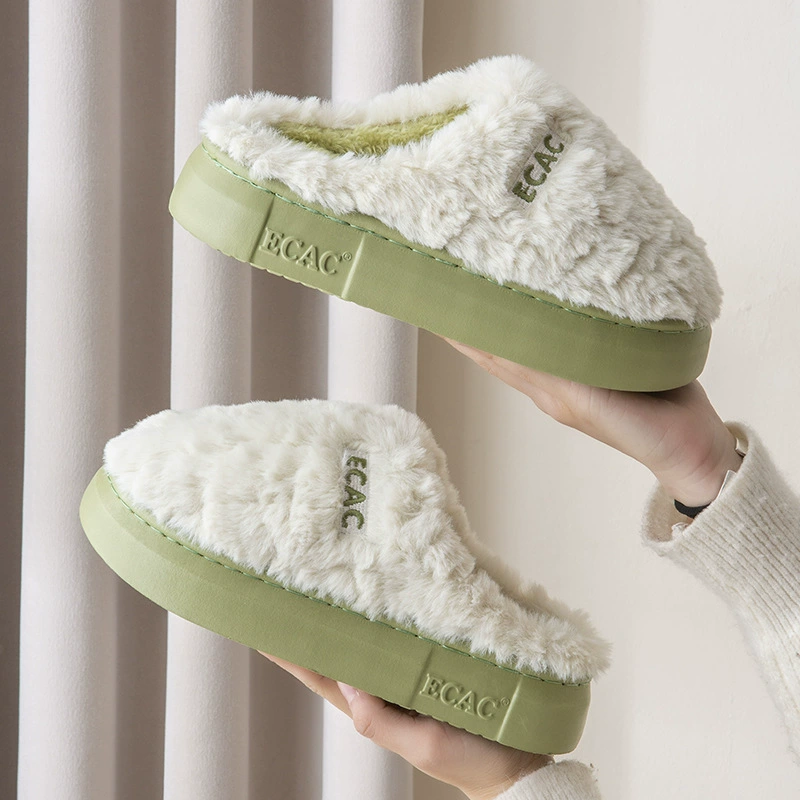 2024 новые бытовые хлопчатобумажные тапочки для женщин носить толстые подошвы для обуви в помещении пара мужских шерстяных шлепанцев оптом