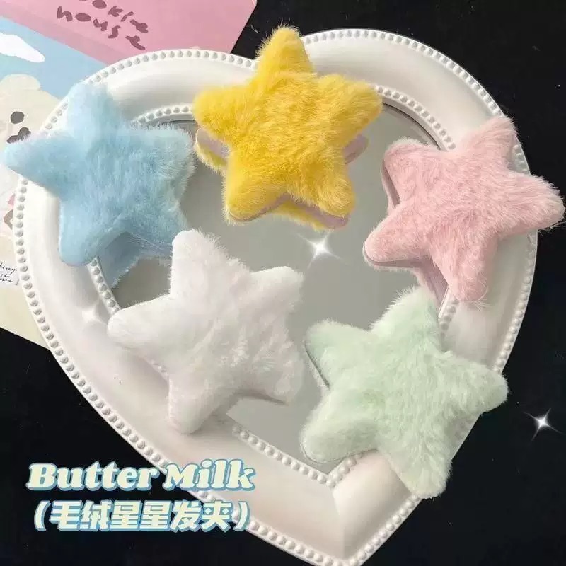 Invierno peluche clip de pelo colorido lindos pentagramas clip de pelo niños clip de pelo extraño clip de boca de pato extraño adornamiento para el pelo