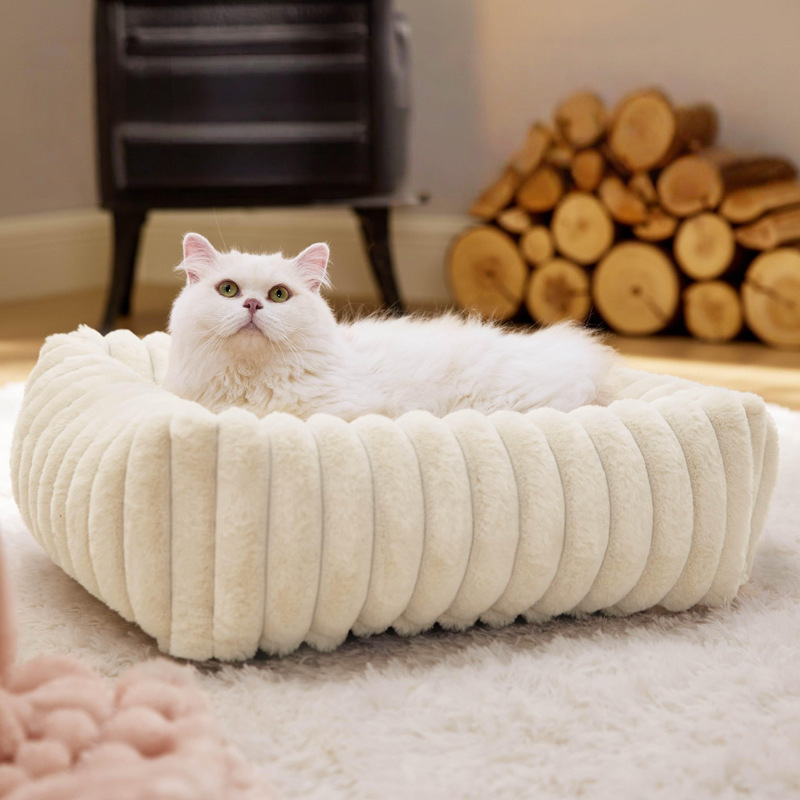 新しいペットの巣、猫の巣、ウサギのぬいぐるみ、冬暖かいペットソファ、犬のベッド、快適な猫のクッション、犬小屋、ペットの巣|undefined